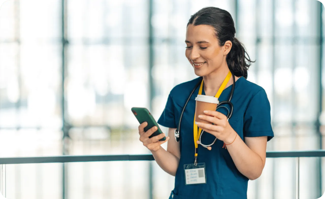 healthcare workers connected