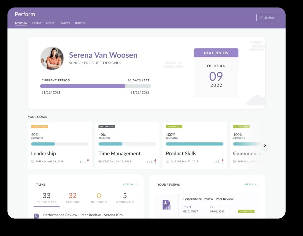 Track goals and run structured reviews.