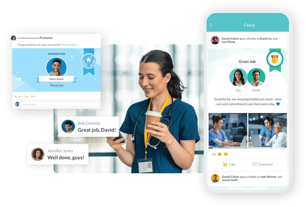 healthcare workers connected