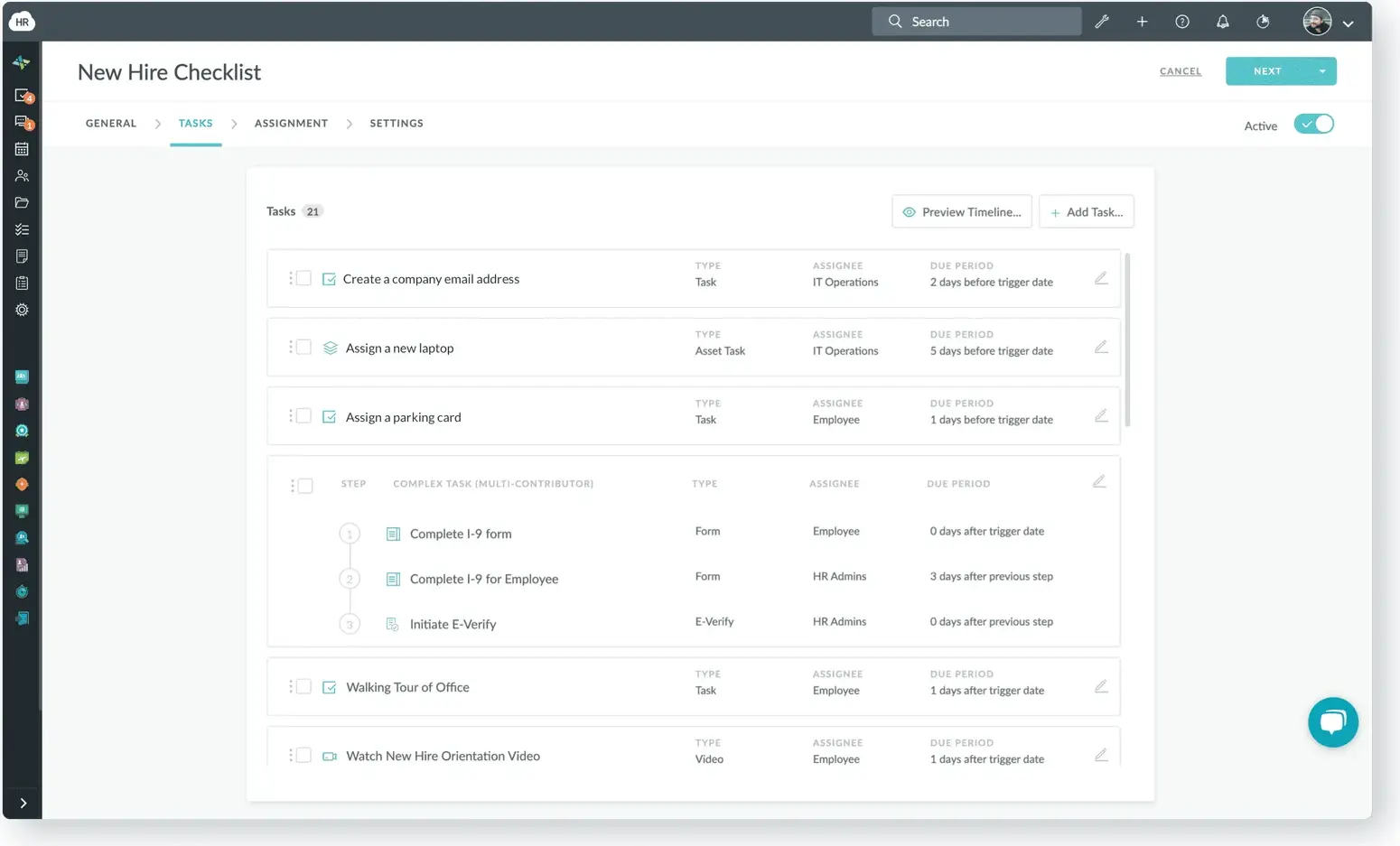 Hiring & Onboarding product interface