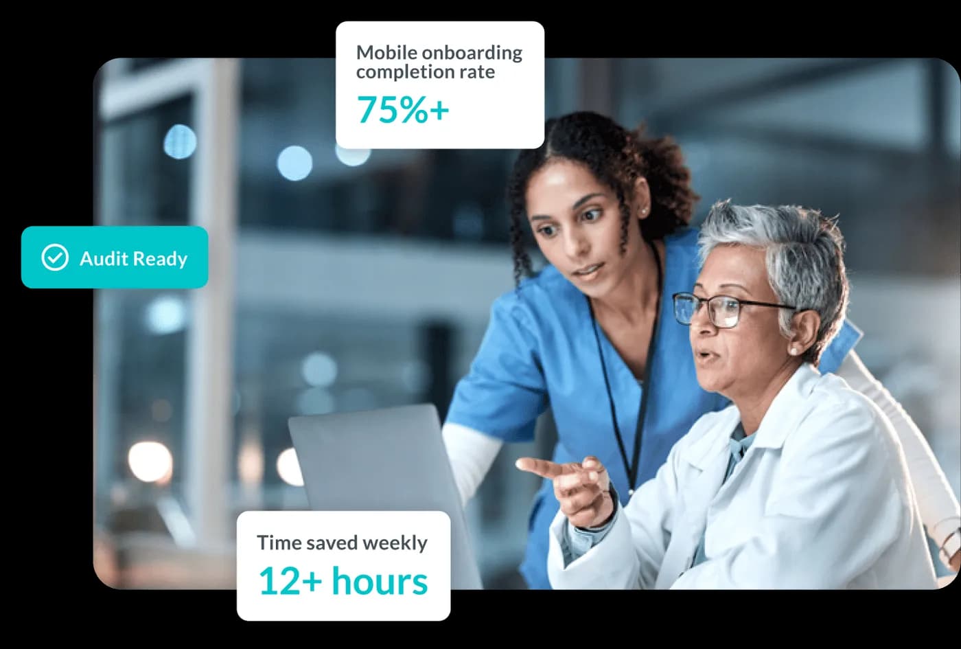 healthcare workers connected