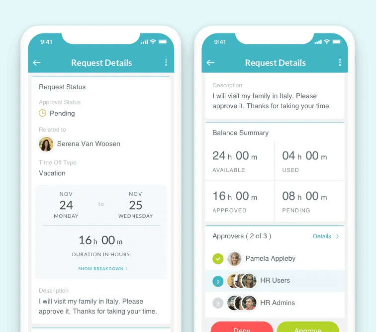 Time Off Application Screen