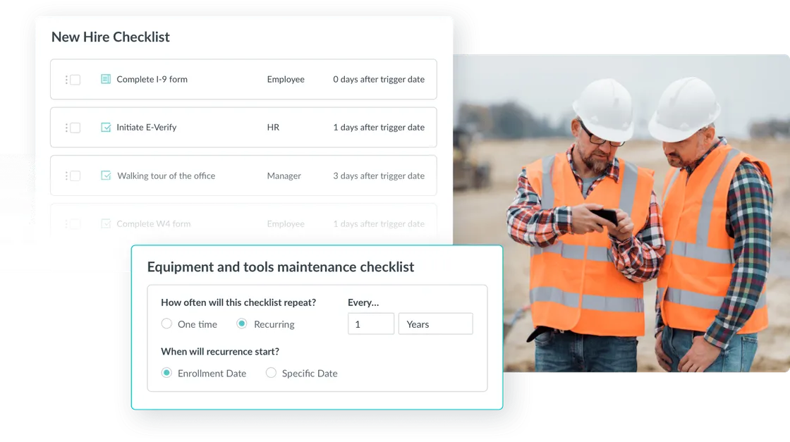 Construction workers automating their work on their mobile phones