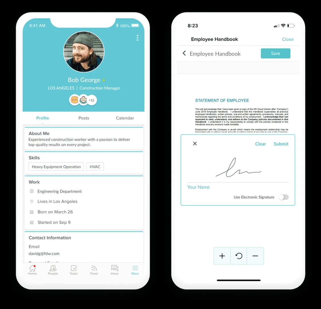 HR Cloud People mobile app screen