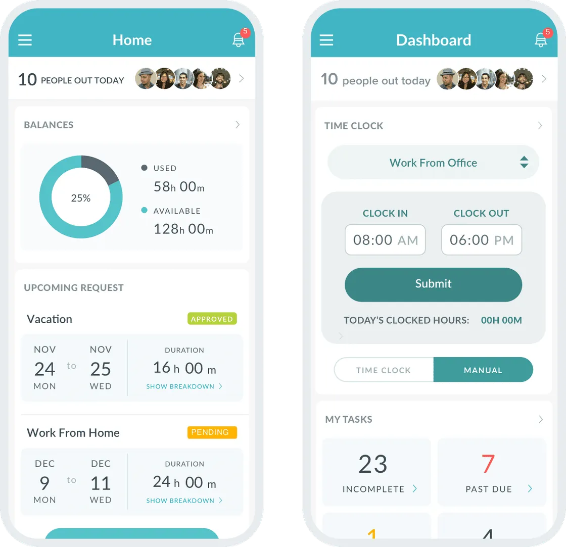 Mobile home and dashboard application screen