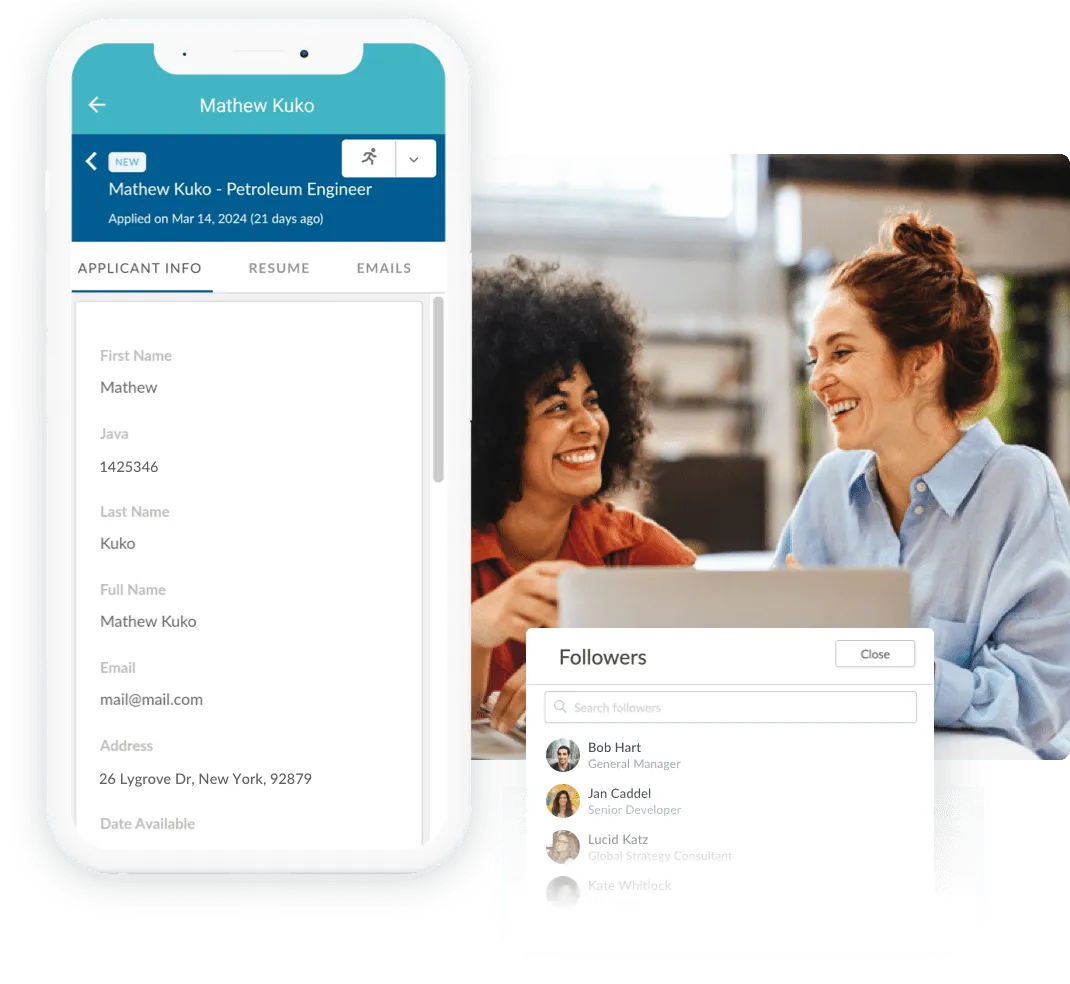 Team collaboration in the app