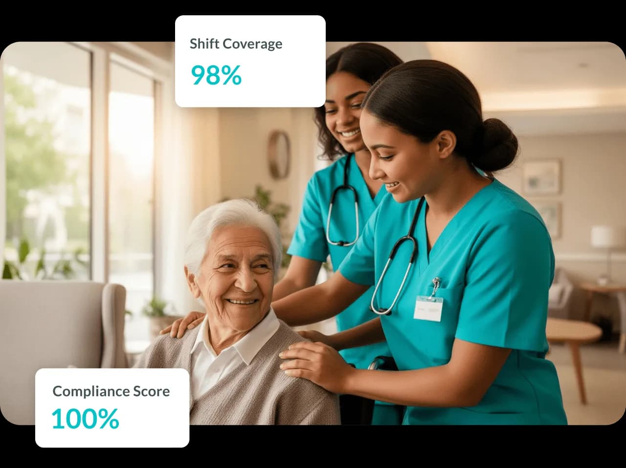 healthcare workers connected