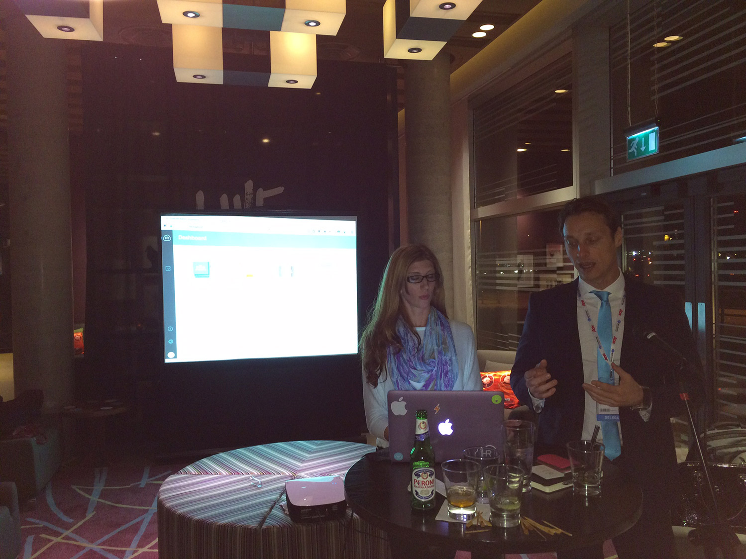 Damir Davidovic, HR Cloud CEO, demos HR Cloud's Onboard and Core HR solution at the HR Cloud Launch Party.