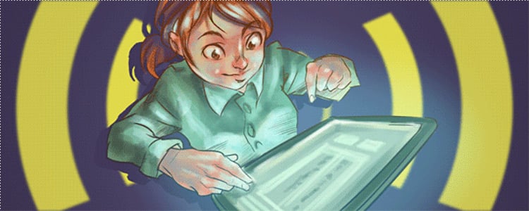 employee browsing social media screen