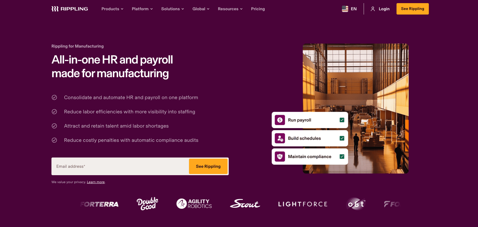 Rippling — Best for Tech-Forward Manufacturers