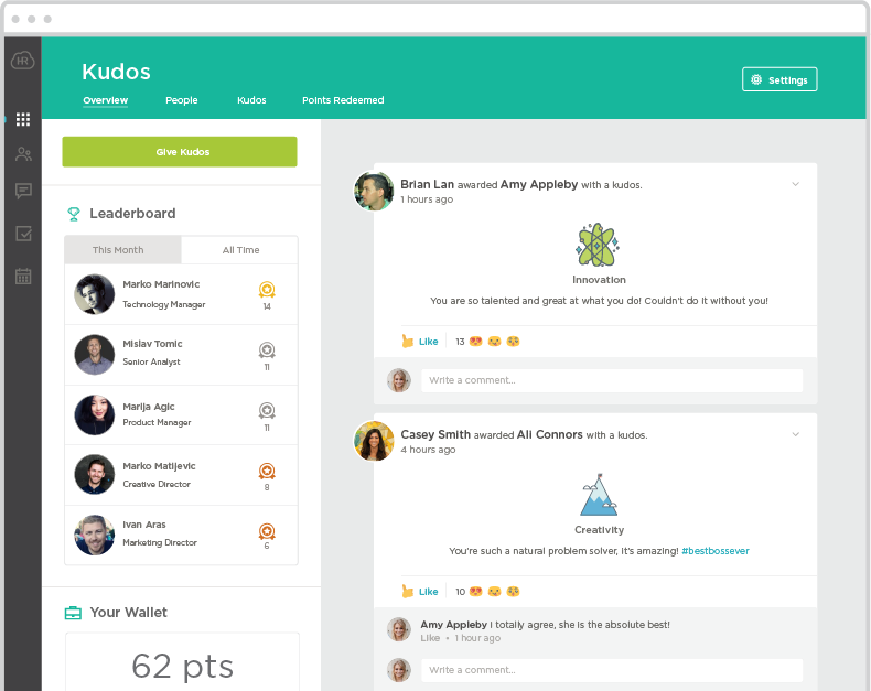 Kudos Employee Recognition and Rewards Software HR Cloud