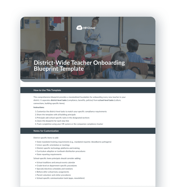 District-Wide Teacher Onboarding Blueprint Template
