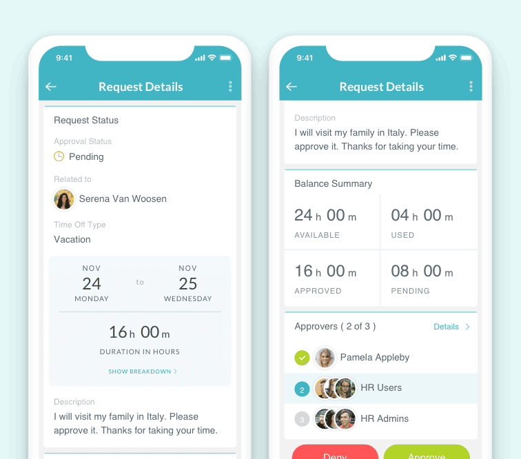 Time Off Application Screen