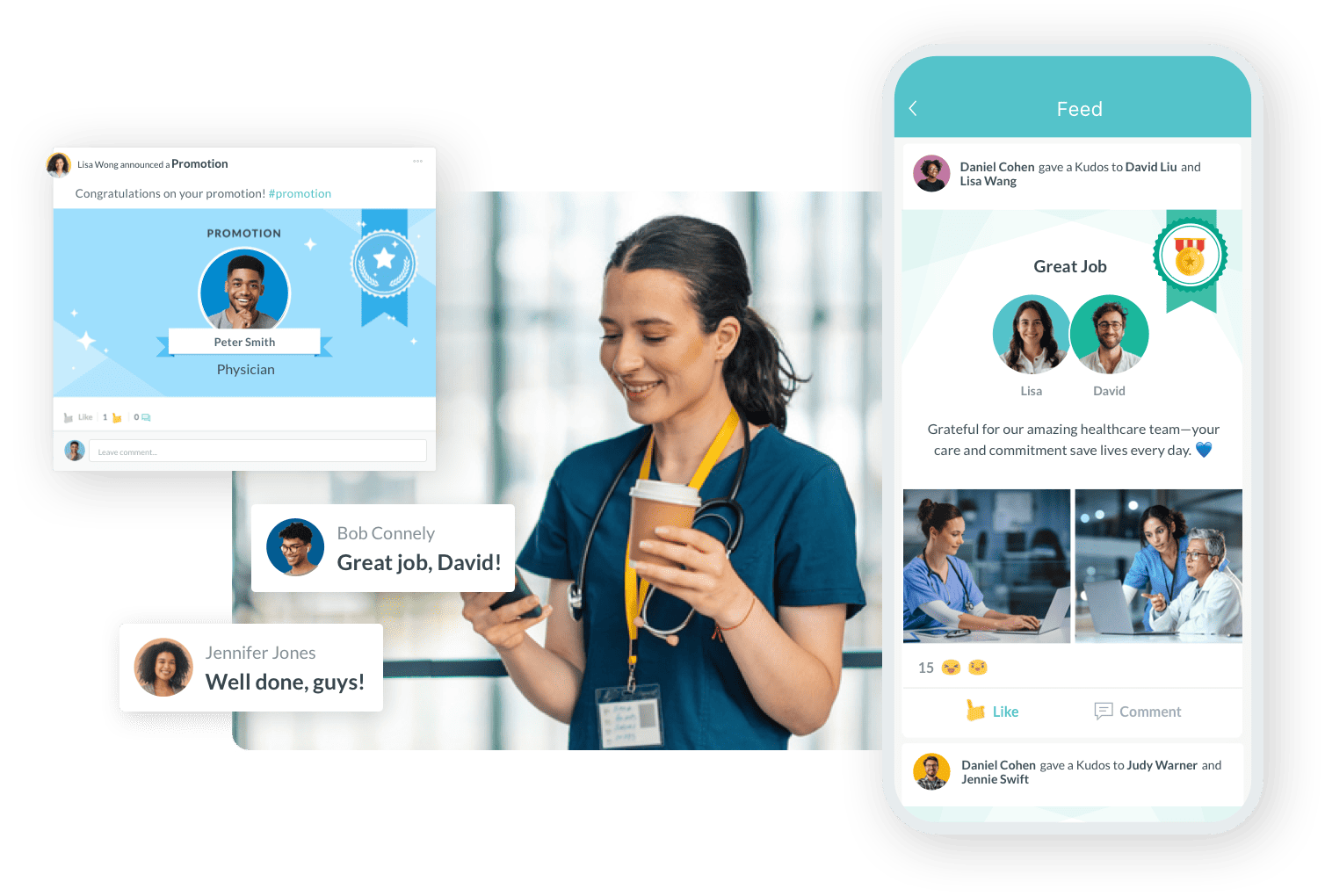 healthcare workers connected