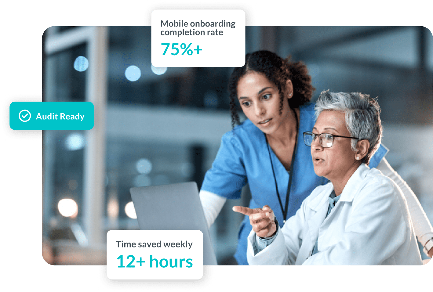 healthcare workers connected