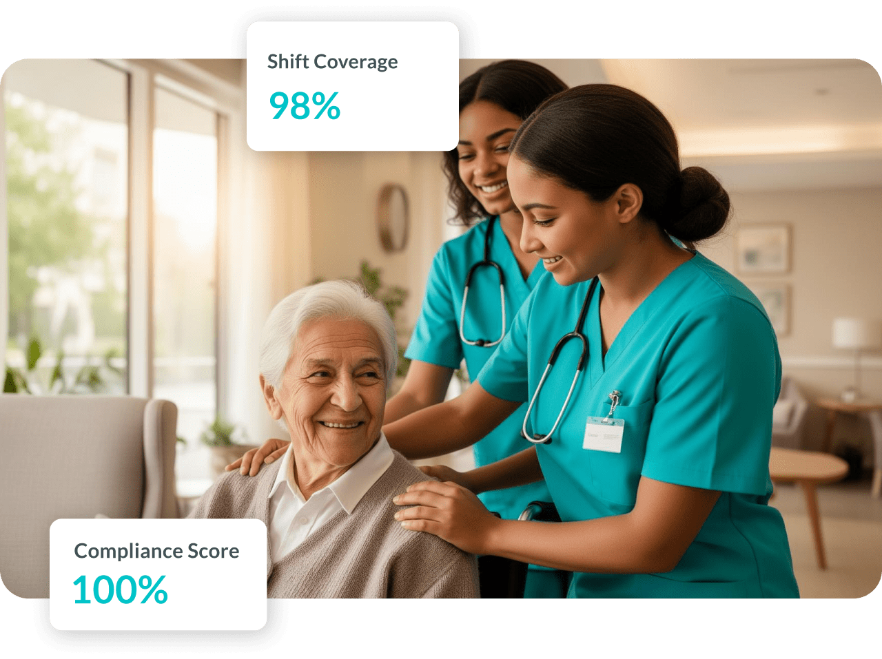 healthcare workers connected
