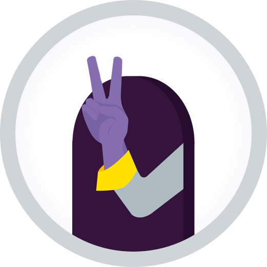 peace sign through door