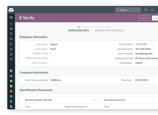 e-verify application screen