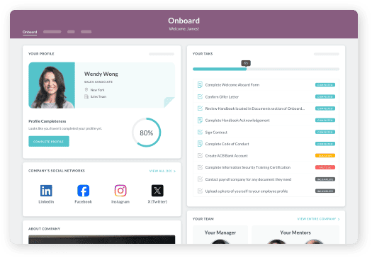 onboard employee completion